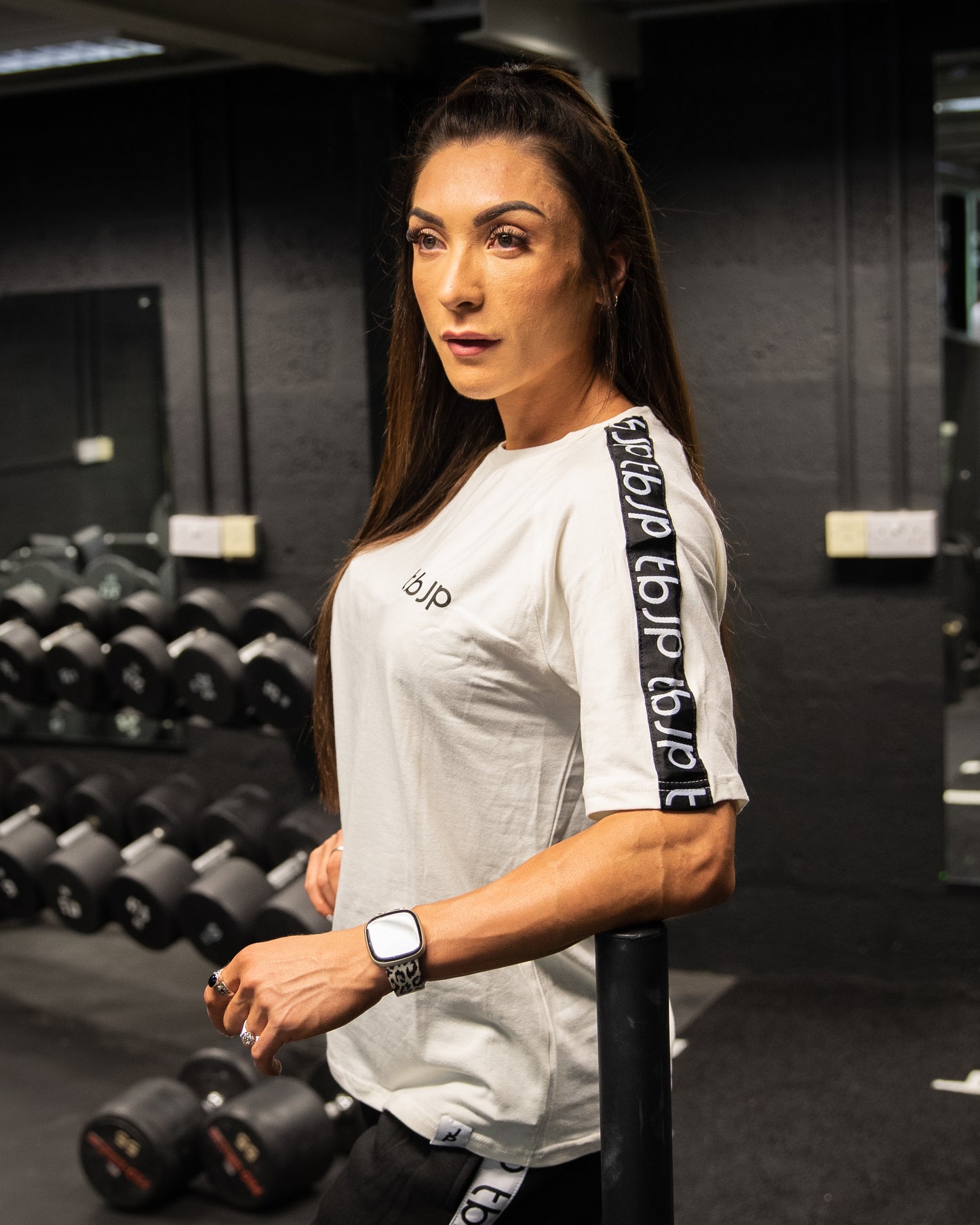 
                  
                    Sleeve Stripe T-shirt in White
                  
                